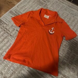 Maeve by Anthropologie collared orange anchor shirt